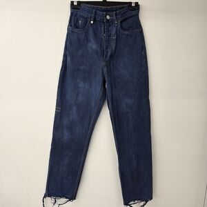 Paige Thrills Palm Trees Street Machines High Distressed Blue Deni. Jeans Size 2